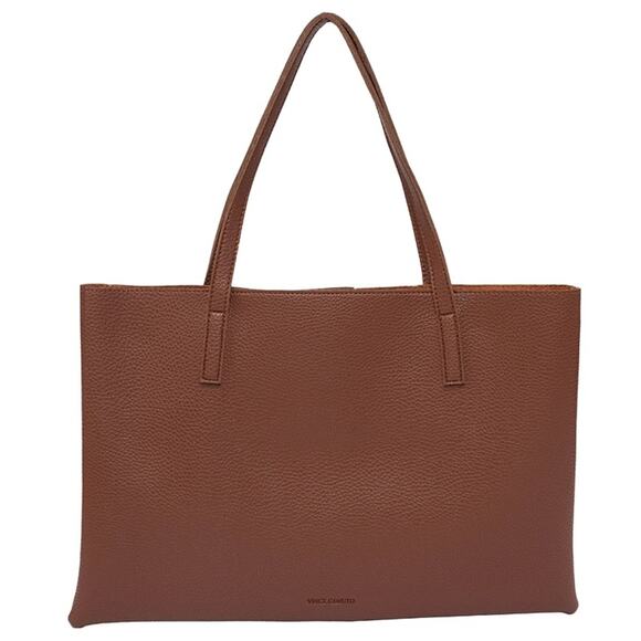 Vince Camuto Luck Tote Chestnut Brown Black Vegan Faux Leather - Picture 5 of 12